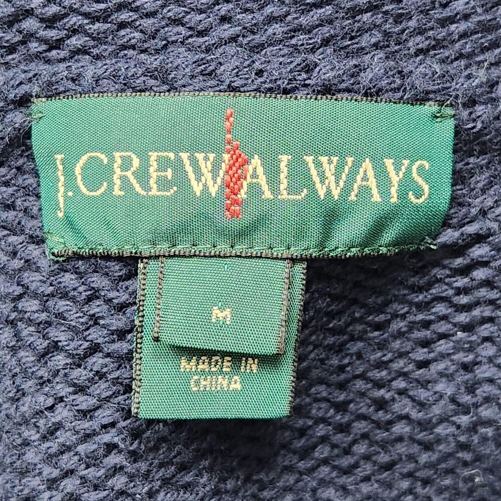 J Crew Always Sweater Womens Medium Blue Cotton Mock Neck Pullover Knit Ribbed - Picture 9 of 11